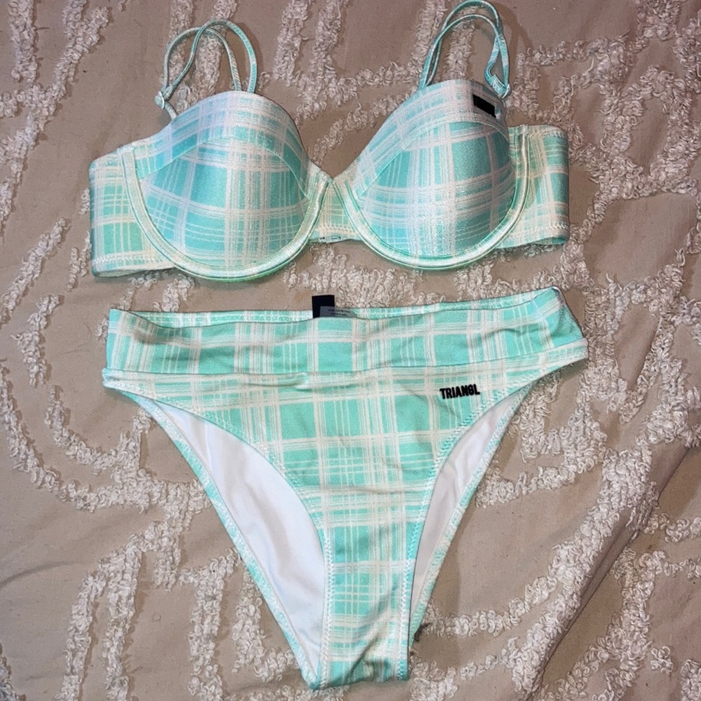 TRIANGL Green Luna plaid Bikini